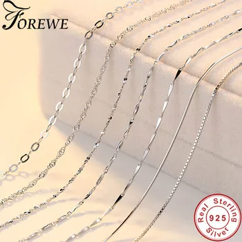 

FOREWE Authentic 925 Sterling Silver Basic Chain Necklace Adjustable Box Chain Necklace Women Men Children Girl Fashion Jewelry