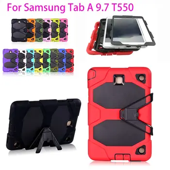 

PC Silicone Cover Case For Samsung Galaxy Tab A 9.7 SM-T550 T550 T551 T555 T555C Case Tablet Shockproof Stand Hang Funda Capa