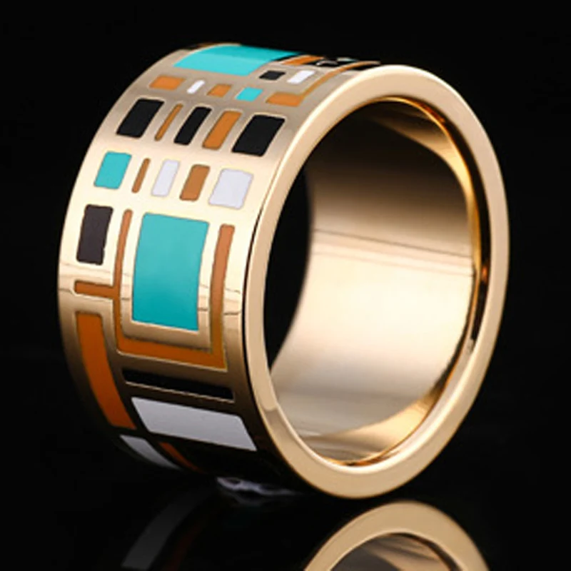 

Blucome Stainless Steel Rings For Women Wedding Anniversary Jewelry Collares Enamel Esmalte Rings Brand Dubai Accessories Anel