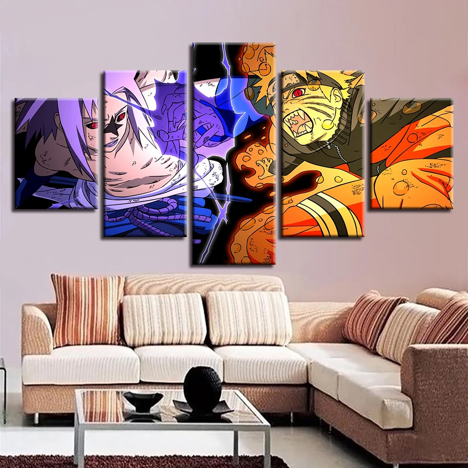 

Painting Living Room Wall Art Framework Modular 5 Panel Animation Naruto Poster Canvas Printed Cuadros Decoration Pictures