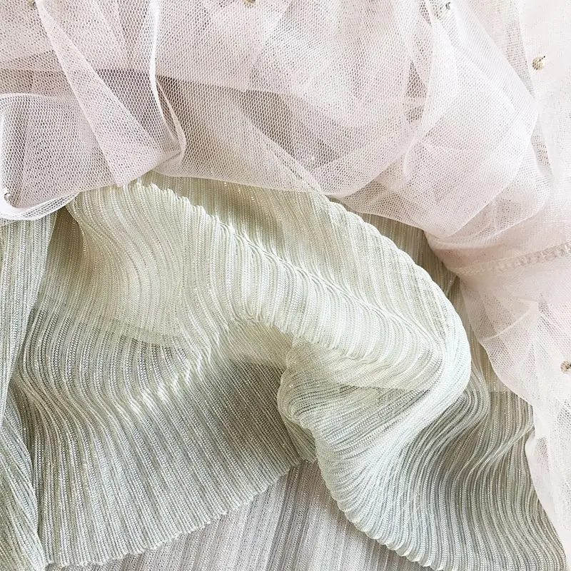 Spodnica для женщин юбки для 2019 сезон: весна-лето новая длинная юбка корейская мода металла цвет бисером с со складками больших размеров сетки