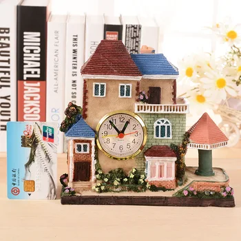 

castle clock antique Roman times old house resin alarm clocks Random style