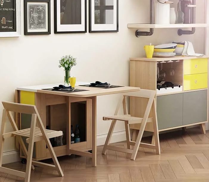 Multifunction Modern Simplicity Nordic Style Scalable movement Dinning Desk Folding Dining Room Table Chair Sets