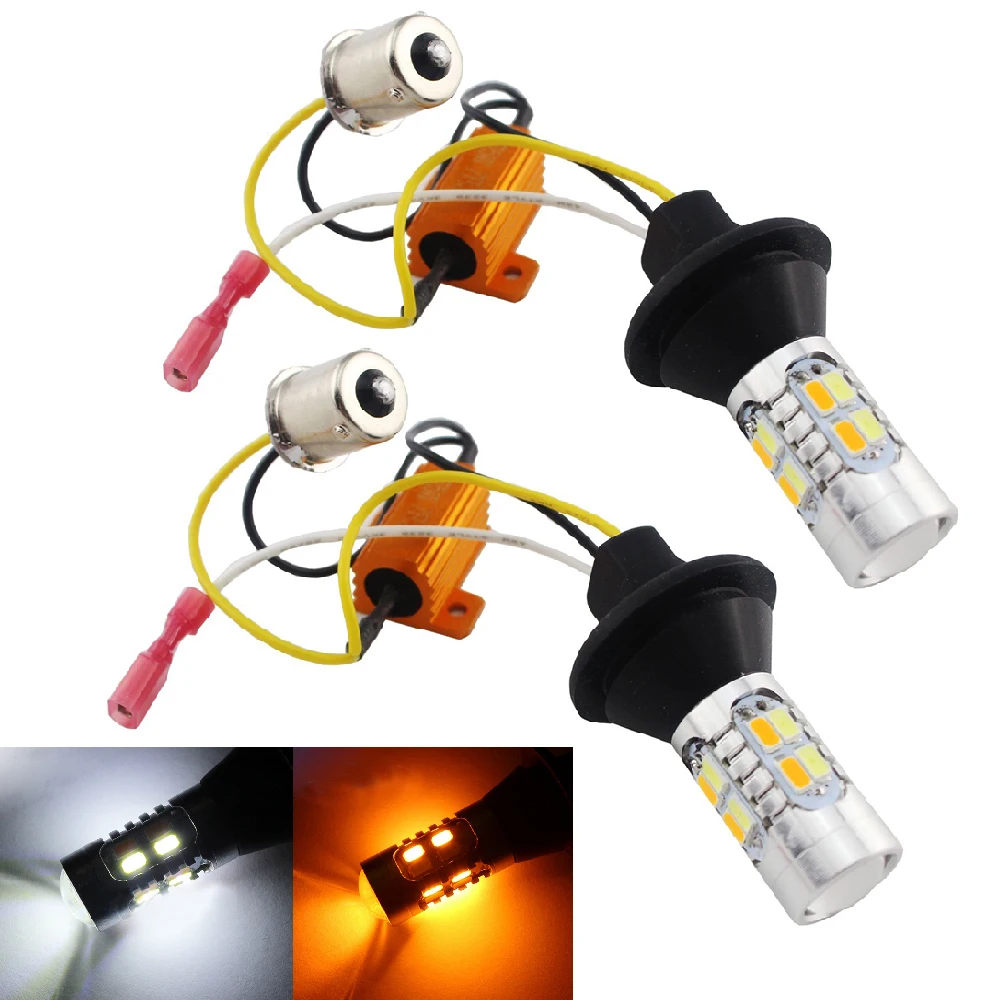 YSY 1Set 1156 P21W BA15S 5630 5730 20SMD Amber/White Switchback LED Bulbs SMD 1073 S25 DRL Turn Signal Light 12V Dual Colors | Автомобили