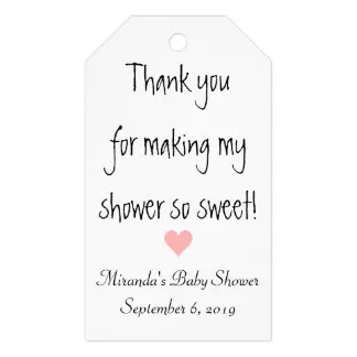 

2x3.5inch Sweetheart Pink Heart Baby Shower Gift Tags