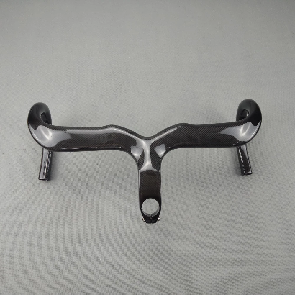 Bicycle handlebar 3K No Bicycle Carbon Handlebar Road 3K Ultralight Integrated Handlebar and Stem Bicycle Handlebars