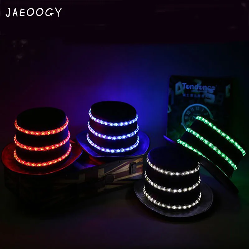 

2019 New Free shipping High quality flash hat cap stage LED Jazz light magic cap flashing light night dance costume props