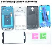 OEM Complete Full Housing Case For Samsung Galaxy S4 Tempered Glass for i9500 9505 i337 Middle Frame Glass Lens Back Case Tools