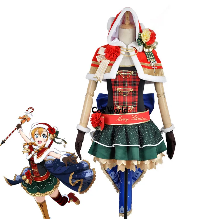 

Love Live School Idol Project Honoka Kousaka XMAS Christmas Tube Tops Tee Dress Cloak Uniform Outfit Anime Cosplay Costumes