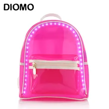 Diomo женщины рюкзак Summer LED рюкзак вспышки света прозрачная пляжная сумка Высококачественная непромокаемая обувь женщина дорожные сумки