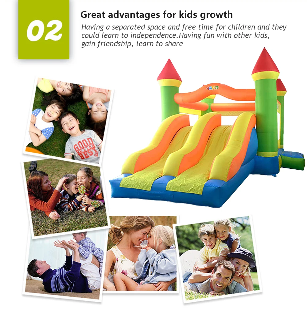 Gigantes do Dobro do Obstáculo do Trampolim do Castelo do Salto com o Ventilador Presente de Natal do Castelo Corrediças Infláveis Ventilador 6.5*4.5*3.8 m Tamanho Grande Bouncy com o 9 Brinquedos infláveis
