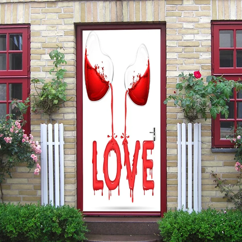 С изображением пейзажа с фонтаном креативная художественная дверь водостойкая 3D настенная палка Diy самоклеящаяся художественная домашняя Декорация-наклейка - Цвет: Door Stickers12
