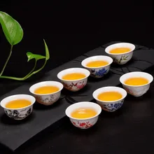 6 шт./партия белые фарфоровые чайные чашки Улун чайный набор кунг-фу маленькая чайная чашка голубой цветок керамическая Пуэр чайная чашка с фабрики