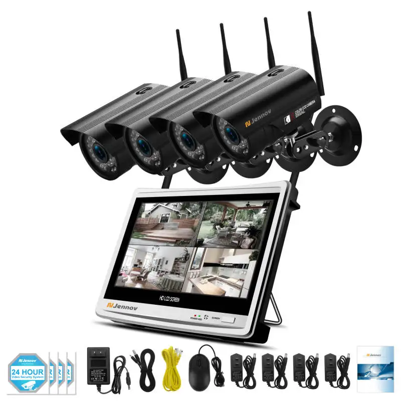 Jennov 8CH 1080P Wifi CCTV камера система безопасности комплект 1" ЖК-экран NVR 2MP Открытый IP66 камера система видеонаблюдения комплект - Цвет: 4 Pieces Cameras
