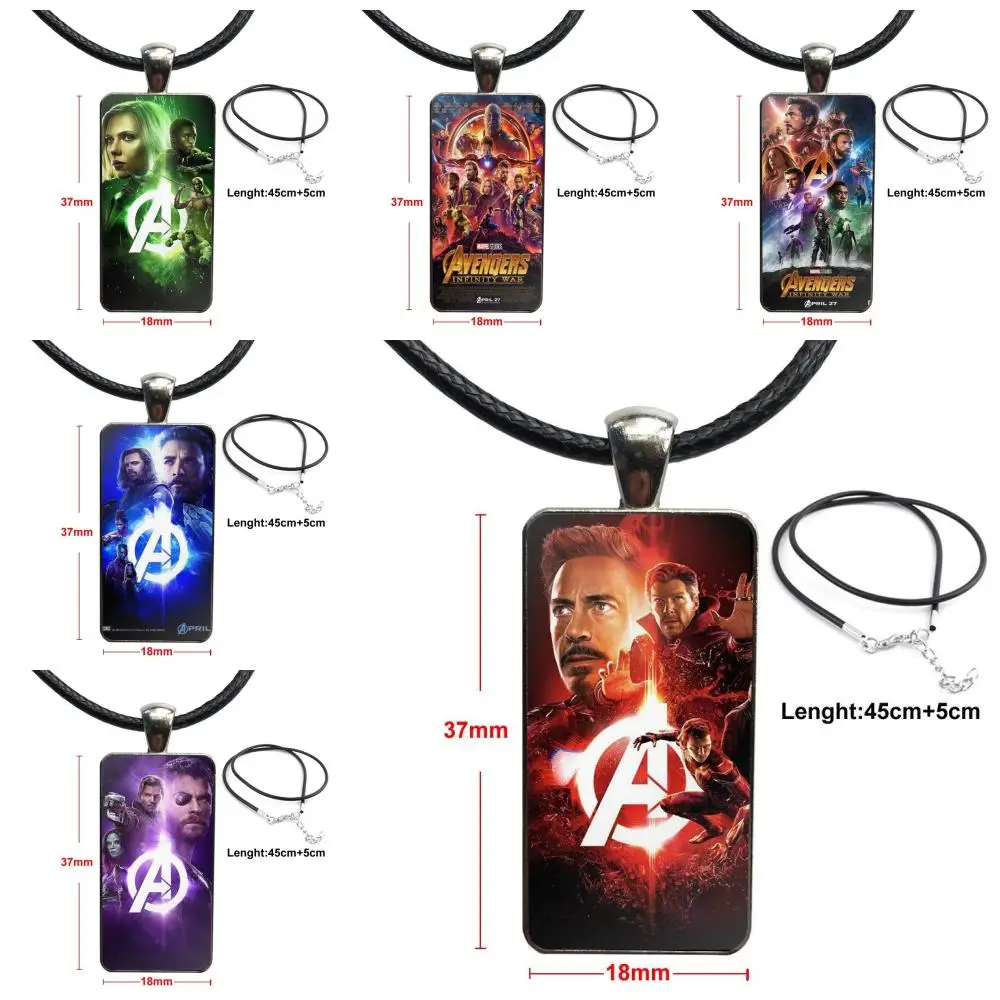 

Hot Avengers Infinity War For Women Wedding Fashion Glass Cabochon Pendant Rectangle Necklace Choker Necklace Jewelry