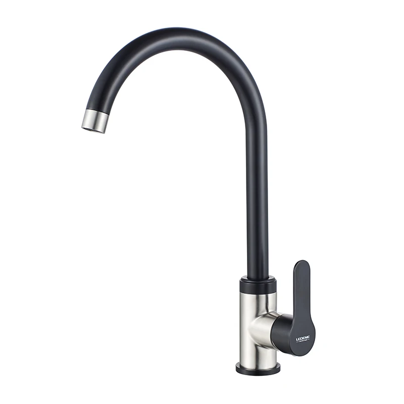 stainless kitchen sink LEDEME Kitchen Faucet Stainless Steel Black Spray Paint Single Handle Cold and Hot Water Kitchen Sink Mixer Faucets L74105B outdoor kitchen sink Kitchen Fixtures