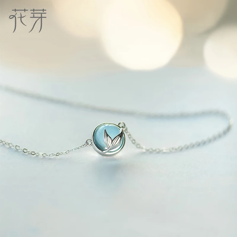 

Thaya Mermaid foam bubble crystal s925 sterling silver mermaid tail Blue pendant necklace for women elegant jewelry gift