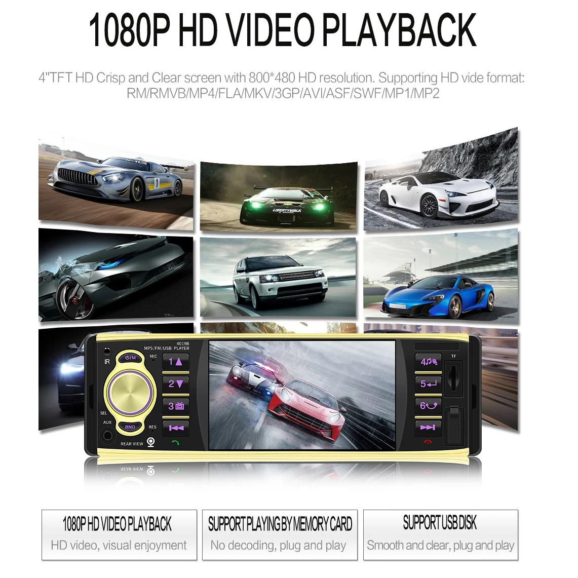 Автомагнитола SWM 4 1 P HD MP5 1080 дюйма Bluetooth с камерой заднего вида|Автомобильные