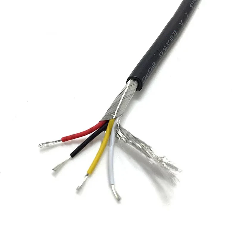 2 м UL2547 28AWG 2 ядра 3 ядра 4 ядра экранированный ПВХ сигнальный провод черный кабель для наушников сигнальный аудио экранирующий кабель