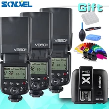 3 xGodox V850II 2.4G GN60 Sistema Inalámbrico X Li-ion Batería Speedlite + X1T-C Transmisor Del Disparador para Cámaras Canon EOS