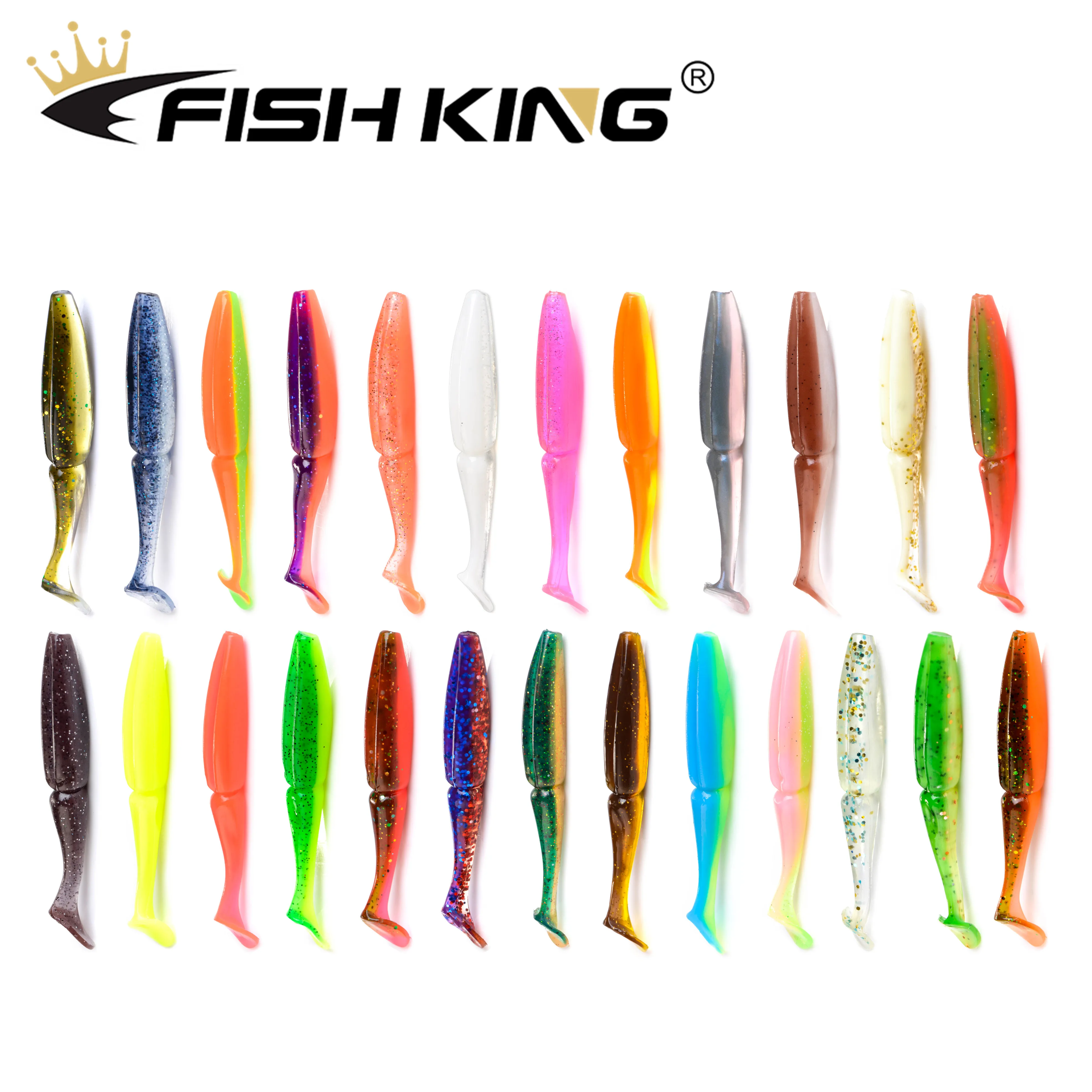 FISH KING 6pcs/pack One Up Shad Soft Fishing Lure 105mm 11g Swimbaits Trout Soft Baits Fishing Wobbler Bait Artificial Pike Lure