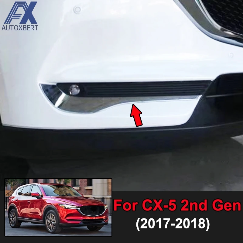 

AX For Mazda Cx-5 Cx5 2nd Gen KF 2017-2019 Chrome Front Head Fog Light Foglight Lamp Cover Eyebrow Eyelid Strip Bumper Molding