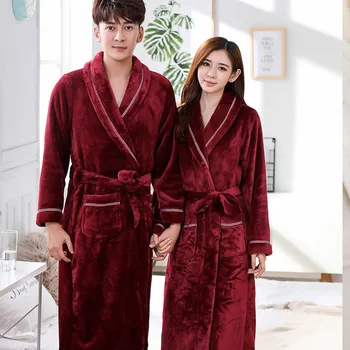 

Hot Sale Lovers Silk Flannel Warm Long Bathrobe Women Dressing Gown Bride Kimono Bath Robe Femme Bridesmaid Robes Wedding Gowns