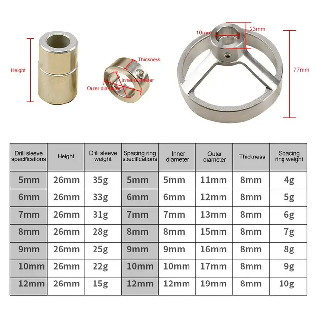 16pcs 90 Degree Drill Bit Guide Hole Puncher Locator Jig 5/6/7/8/9/10/12mm Stainless Steel Bushing Drilling Woodworking Tools