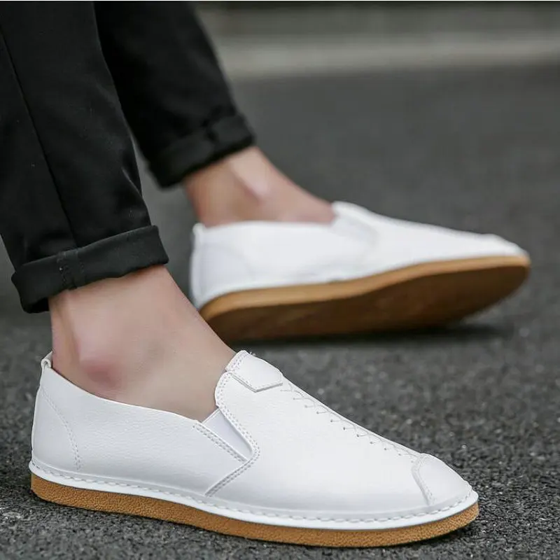 Wdhkun модная летняя мужская обувь для скейтбординга, ботинки в рыбацком стиле Для мужчин лоферы в Корейском стиле на плоской подошве, обувь для вождения лодки - Цвет: B31 WHITE