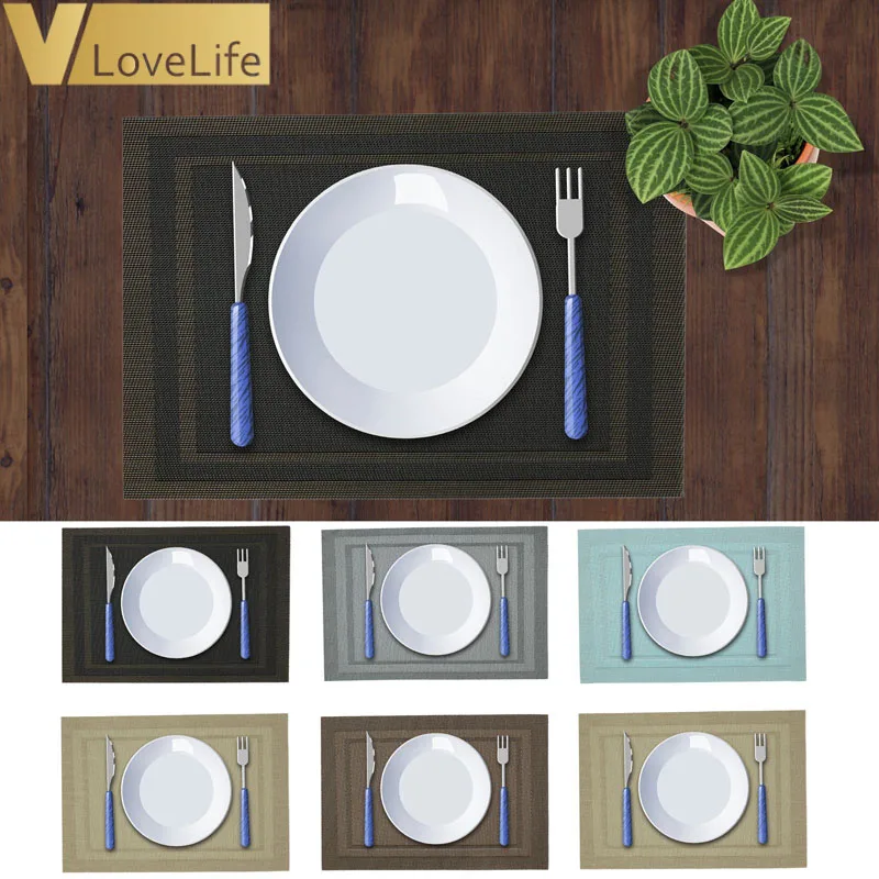 

1PC PVC Placemat waterproof Oil-proof Non-slip Tablemat Tableware Heat-resistant non-fading Placemats Washable Table Mats