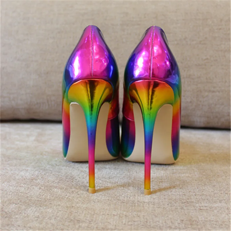 holographic pointed toe heels