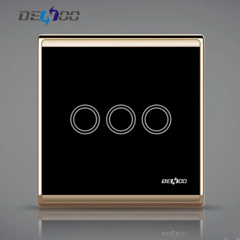 Дешевые оптовая продажа электронных сенсорный экран умный дом три открытых переключатель двойной контроль панель K1pcs для России