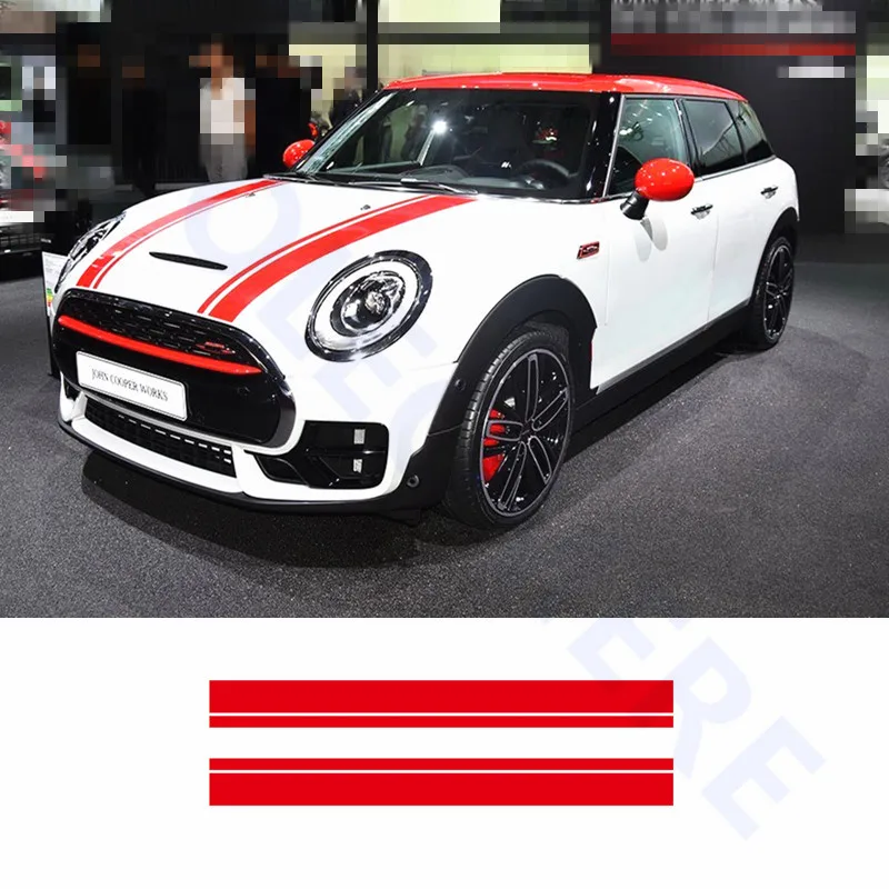 Декоративная наклейка на капот для стайлинга автомобиля цветные полосы KK MINI Cooper S