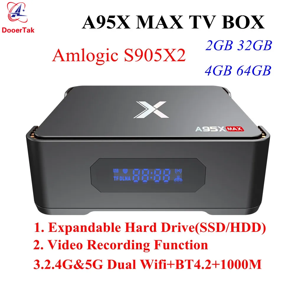 

A95X MAX X2 Android 8.1 Video Recording Smart TV Box 2G 32G 4G 64G Amlogic S905X2 2.4G&5G Dual Wifi BT 4.2 1000M 4K Set Top Box