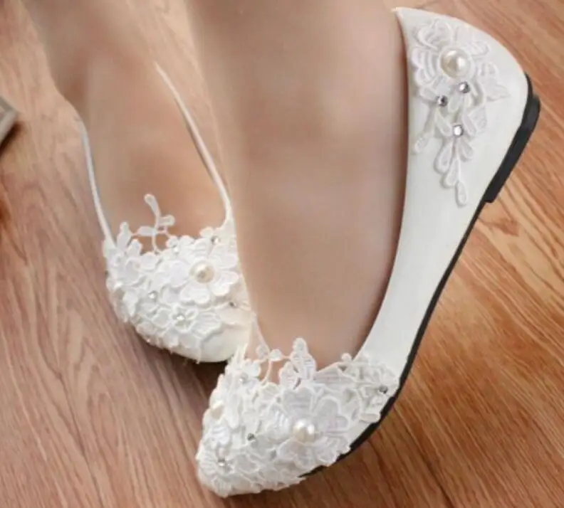 white lace flat shoes