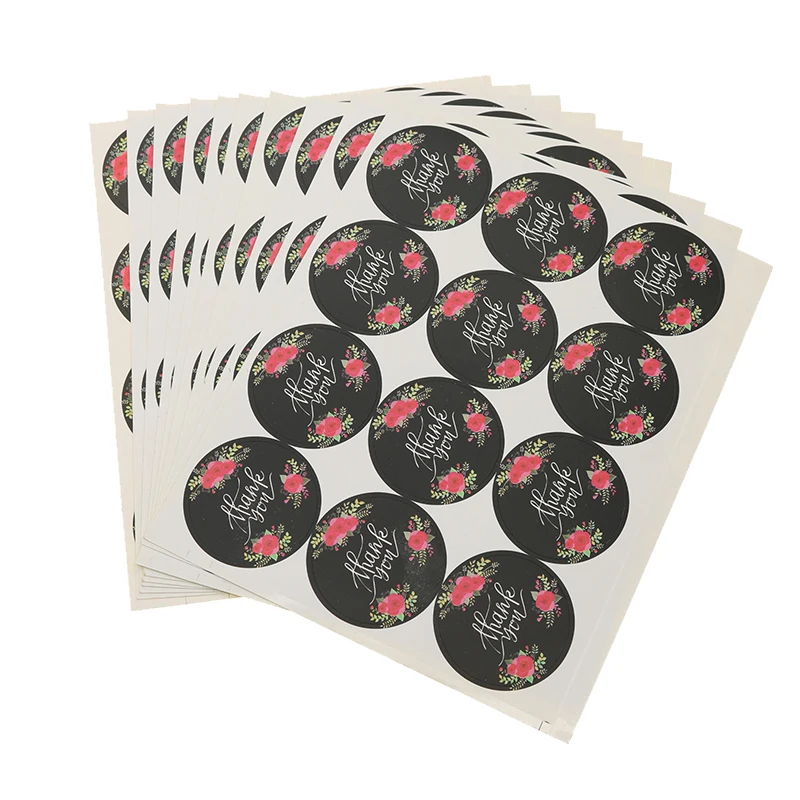 

120 Pieces / Cute Flowers Thank You Series Round Printing Stickers Multi-Function DIY Decorative Gift Labels Baking Packaging