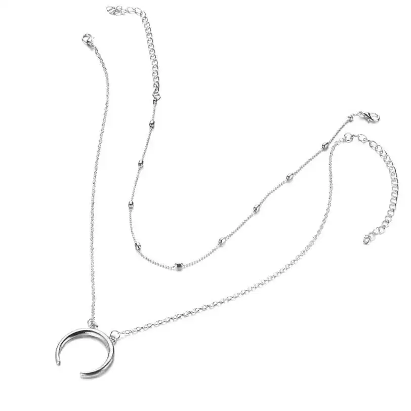 

2018 hot sale NEW Women Multilayer Alloy Pendant Necklace moon Chain Jewelry gift drop shipping Mar 23
