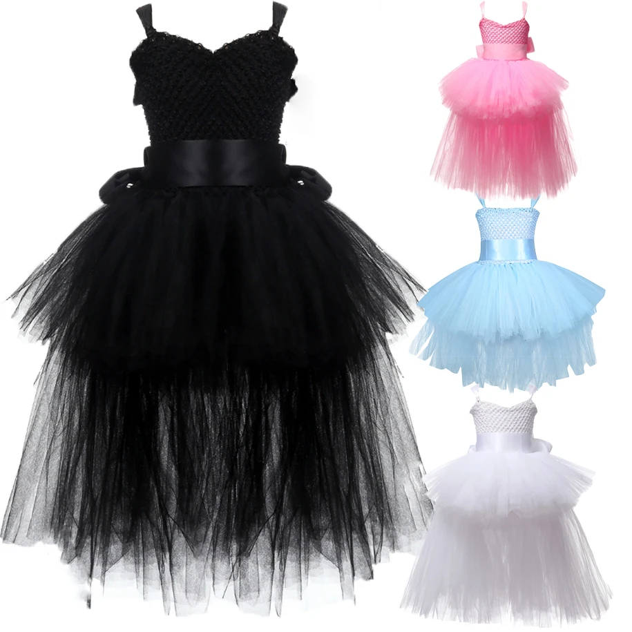 

POSH DREAM Fancy Kids Dresses for Girls Unicorn Black Girls Tutu Dress Tulle V-neck Train Girl Evening Birthday Party Dresses D