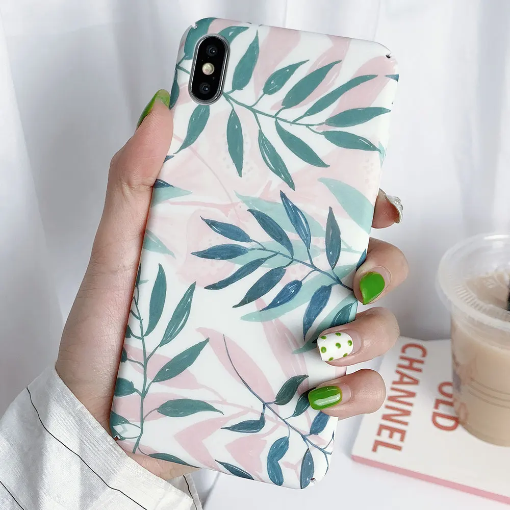 KISSCASE Fashion Leaves Phone Case For Xiaomi Redmi Note 7 5 6 Pro Pocophone F1 Mi 9 8 SE A1 A2 Lite Hard PC Back Covers Fundas |