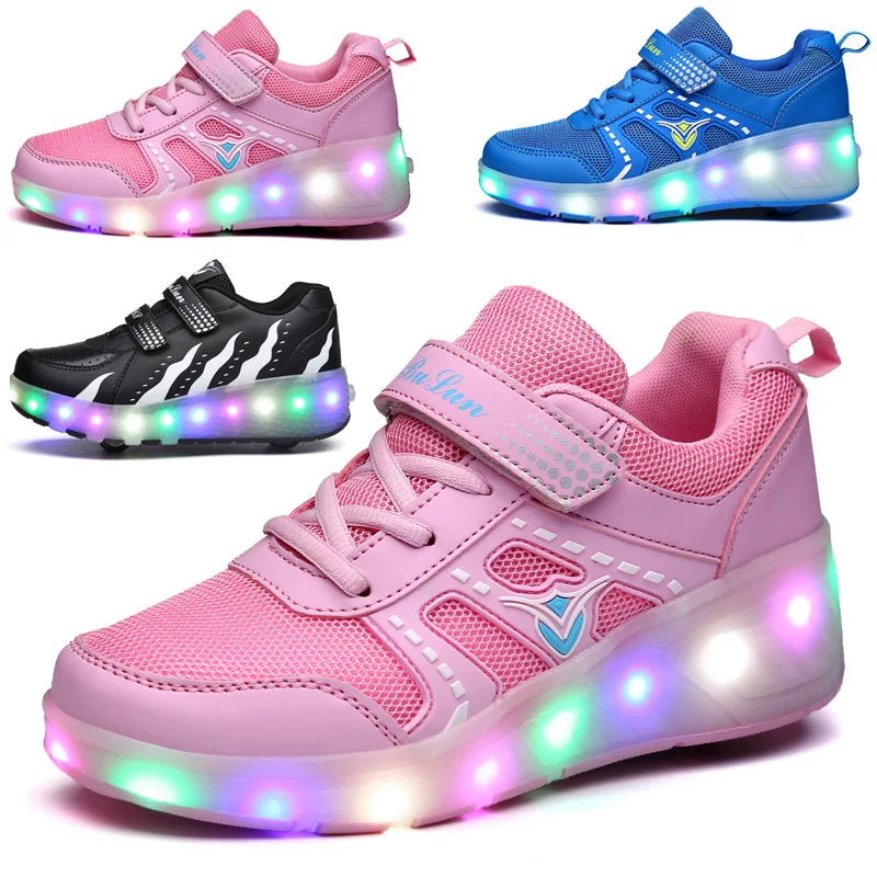 

LED Flashing Patines Double/Single Wheels Roller Skate Shoes Colorful Flashing Roller Skates Sneaker For Child Male Female IA108