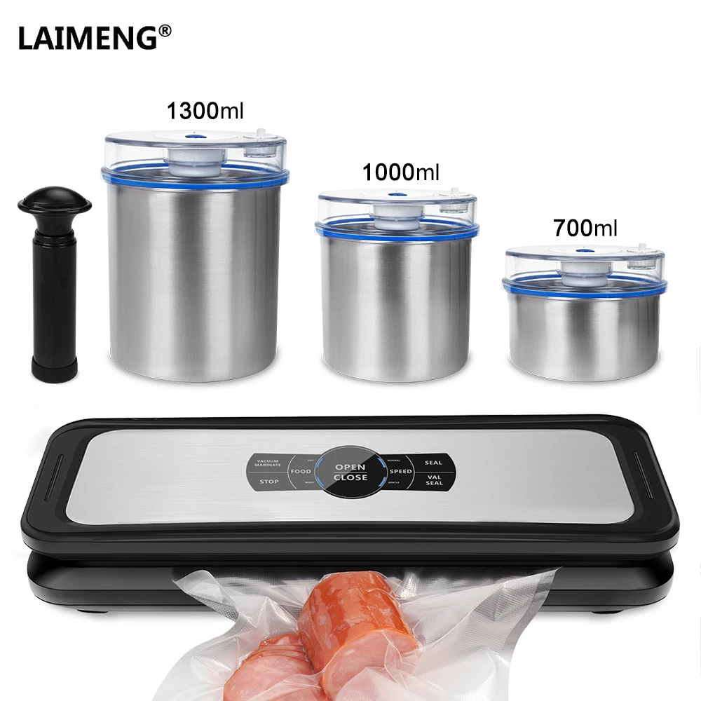 

LAIMENG Automatic Vacuum Sealer Sealing Machine Stainless Steel Food Container Packaging Plastic Bag Packer Kitchen Storage S235