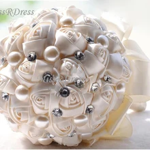 MissRDress великолепный Кристальный свадебный букет Искусственные розы невесты Цветы Жемчуг слоновой кости свадебные букеты de mariage JK316