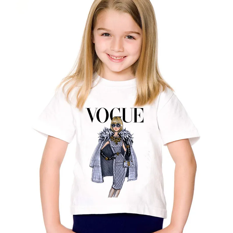 Дети печати Vogue Fashion Красивые футболки Для детей, на лето короткий рукав футболки Повседневное Большой Одежда для малышей, топы для мальчиков/девочек, HKP2118