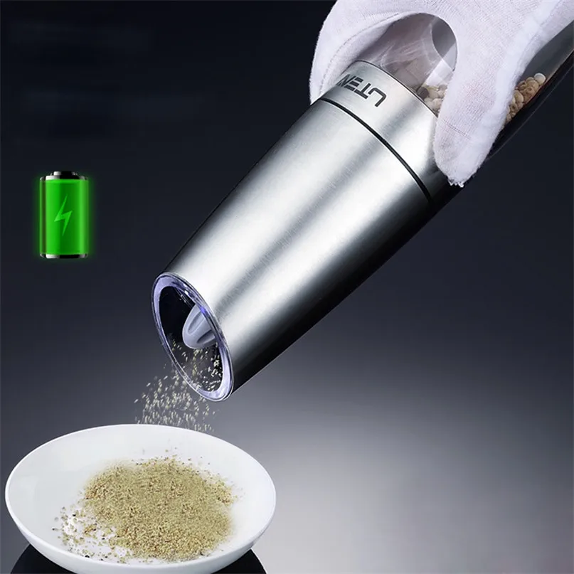 

Kitchen Tools Pepper Mill Electrical Salt and Pepper Grinder One Hand Operation Grinding Seasoning Condiment Mills for Cooking