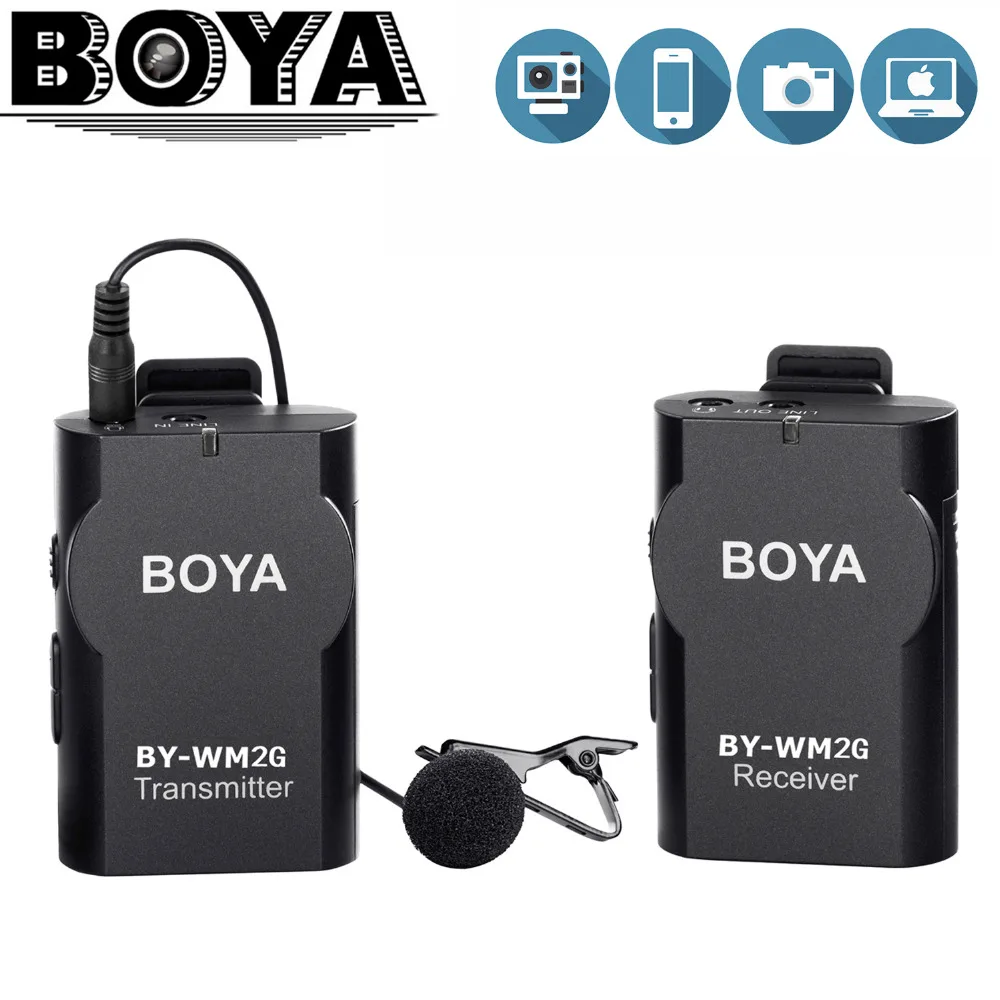 

BOYA Lavalier Wireless Microphone + GoPro Cable Convertor for GoPro Hero3 3+ 4 phone iPad Tablet DSLR Camera BY-WM2G Microphone