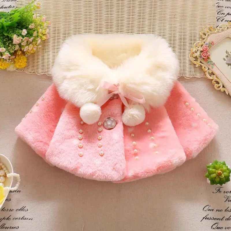 pink baby jacket Пальто с воротником из искусственного меха для маленьких девочек от 0 до 3 лет Детская накидка детская осенне-зимняя накидка пальто и куртки для девочек JW0500 - Цвет: pink baby jacket