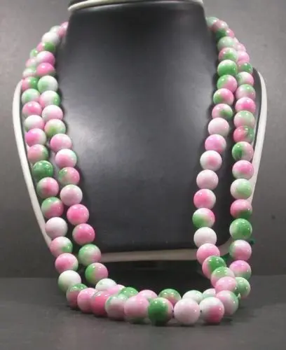 

1830 Green Red JADE 108 Bead Beads Necklace