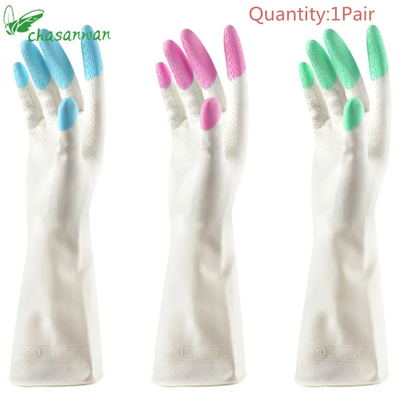 1 Pair Kitchen Household Waterproof Thin Latex Gloves Cleaning Fruit