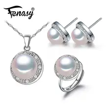 FENASY модное украшение для свадьбы помолвки Ювелирные наборы натуральный жемчужный кулон ожерелье для женщин 925 стерлингового серебра серьги гвоздики