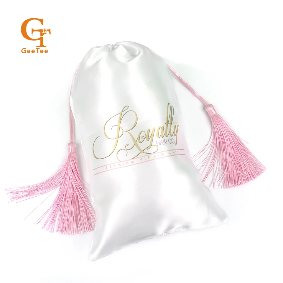 Custom Luxury Tassel Virgin Hair Bundles Extensions Packaging Satin Custom Luxury Tassel Virgin Hair Bundles Extensions Packaging Satin Bags Labels Customized Brand Name Printing Ng In Gift Wring